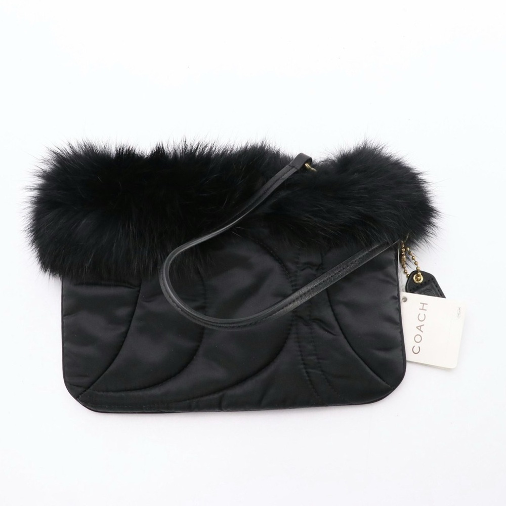 Coach Black Fur Trim SoHo ski Clutch